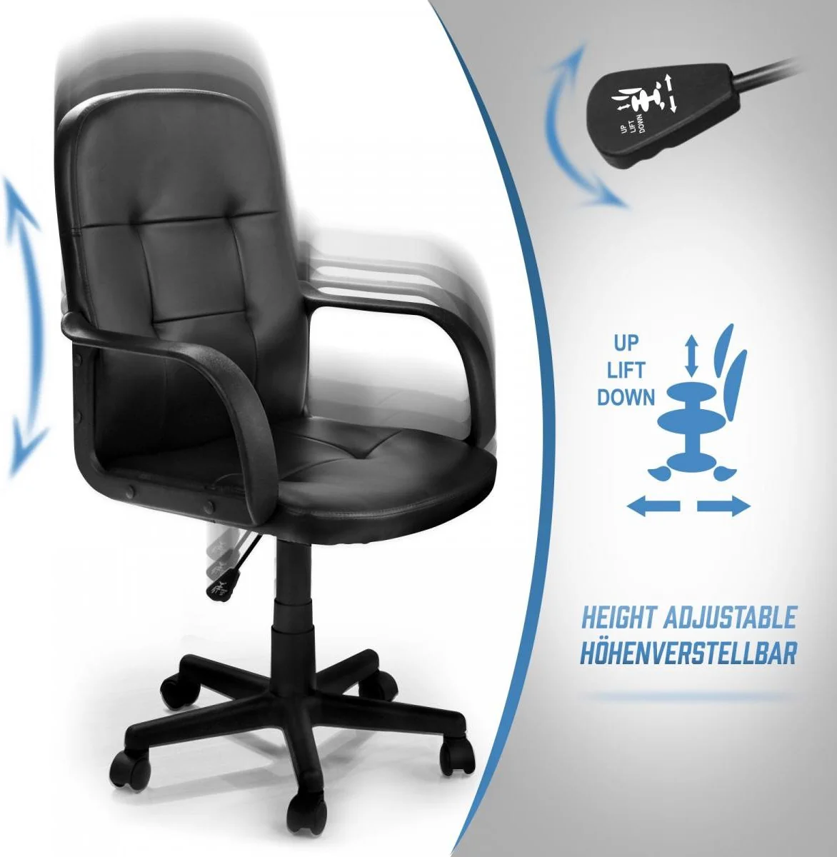 Luxe Bureaustoel - Draaistoel - Ergonomisch - Zwart - Miamodo - Afbeelding 3