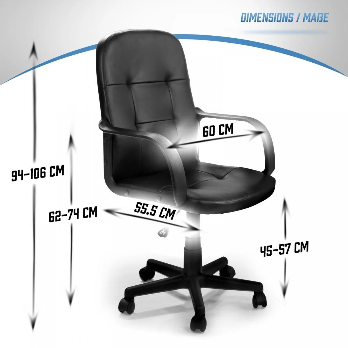 Luxe Bureaustoel - Draaistoel - Ergonomisch - Zwart - Miamodo - Afbeelding 6