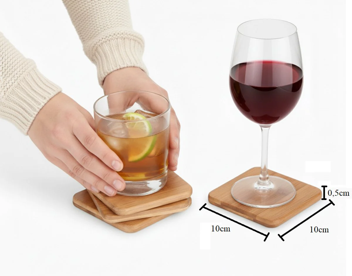 Cheffinger Onderzetter Set - 5-delig - Bamboe - Afbeelding 4
