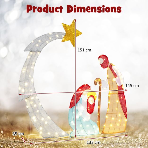 Kerststal met verlichting - Kerstdecoratie - 151 cm - COSTWAY • - Afbeelding 5