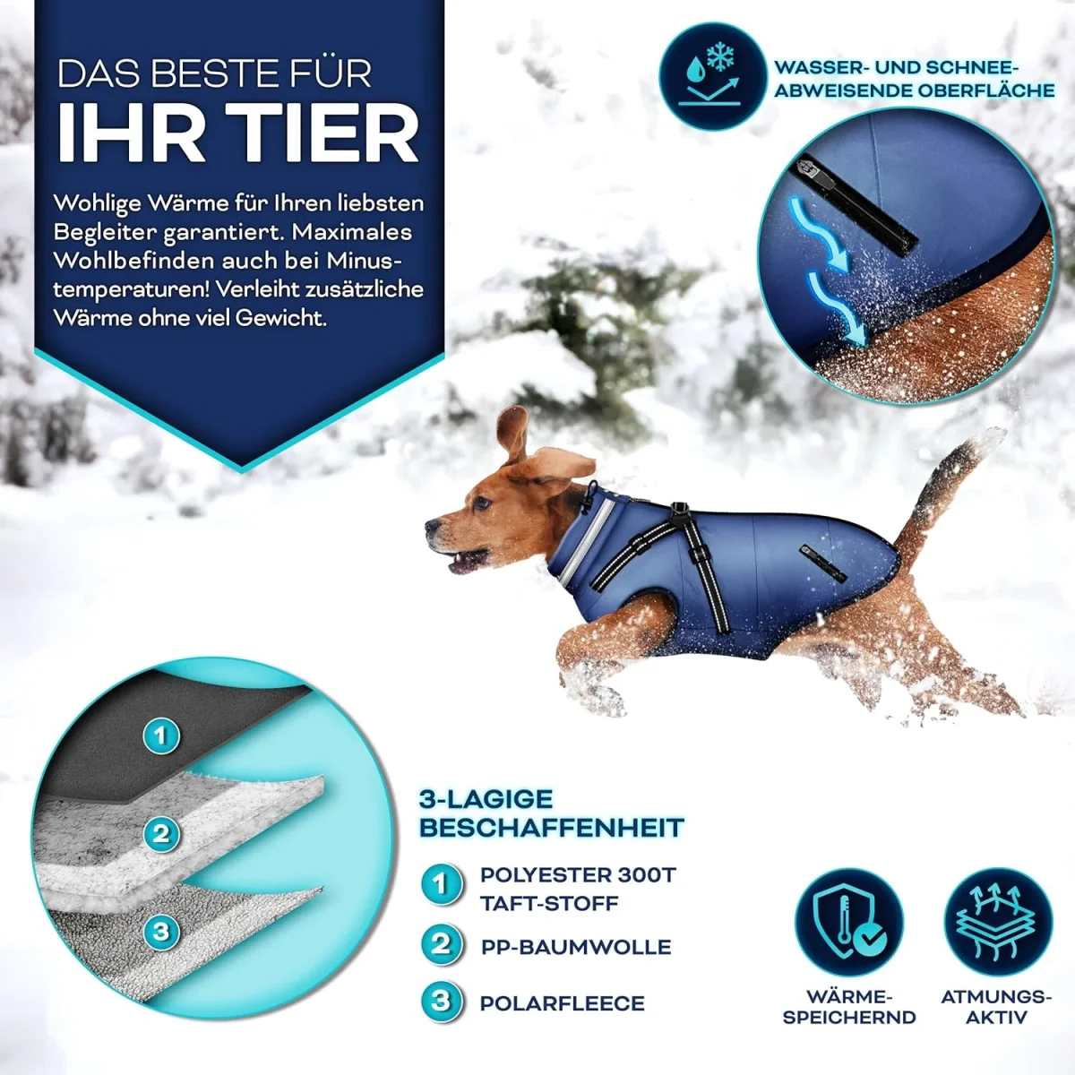 Hondenjas - Hondentrui - Winter - XXL - Marineblauw - TRESKO® • - Afbeelding 6