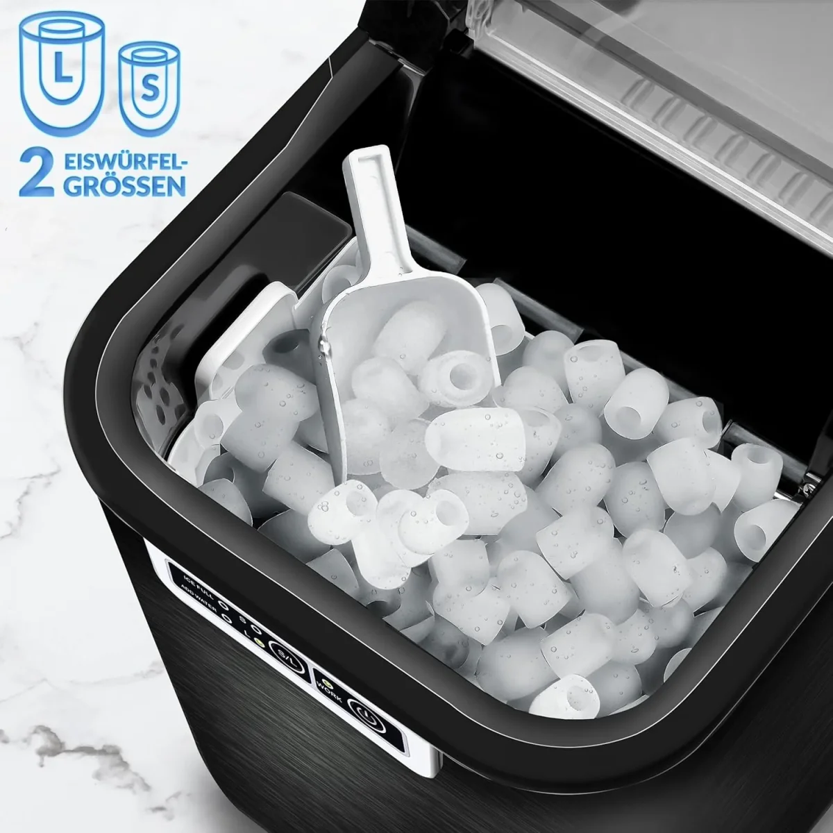 IJsblokjesmachine – 12kg/24 uur – IJsmachine - IJsblokjesmaker - Zwart - Tillvex® - Afbeelding 6