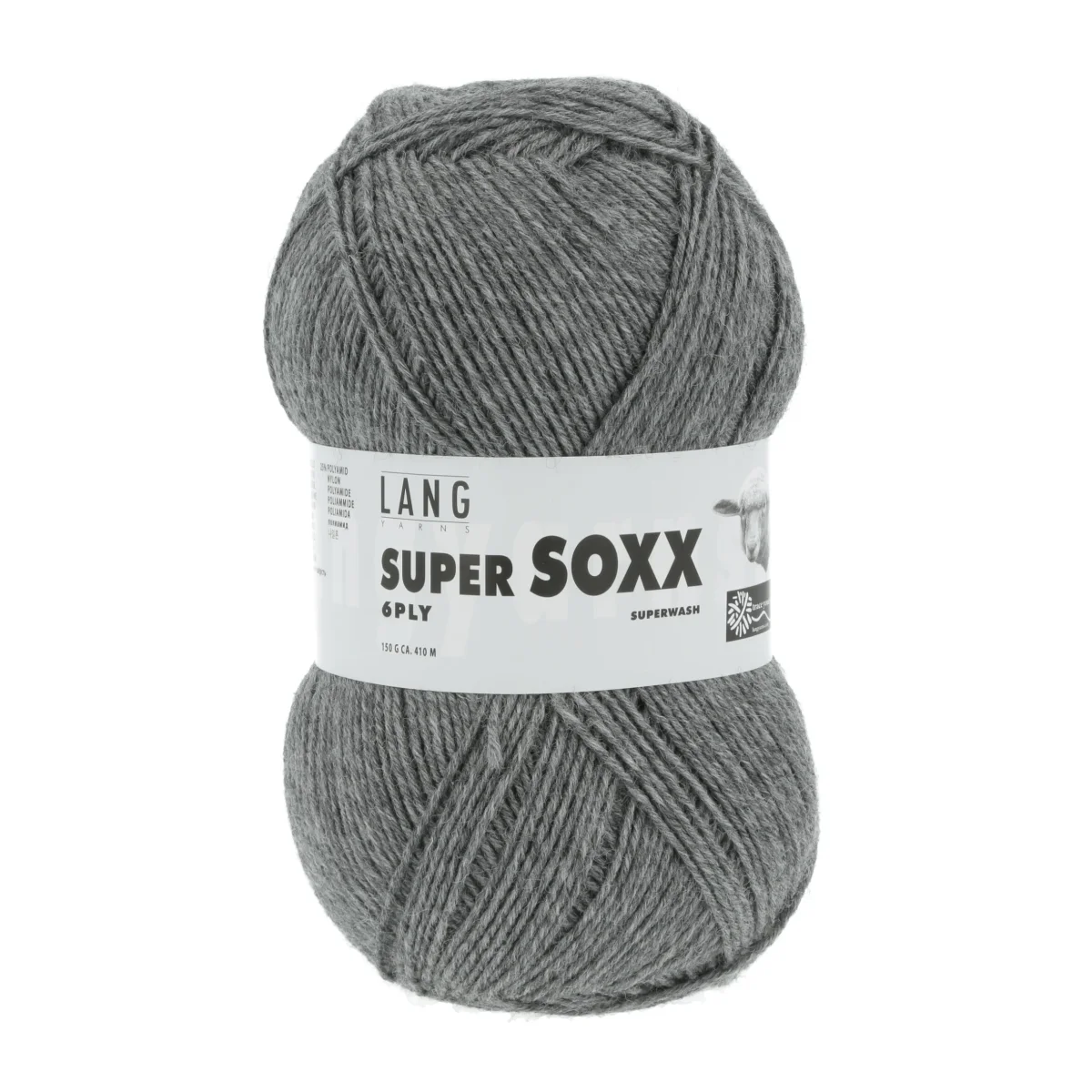 Lang Yarns Super Soxx 6 Ply Superwash UNI Granite Grey (0005) - Afbeelding 2
