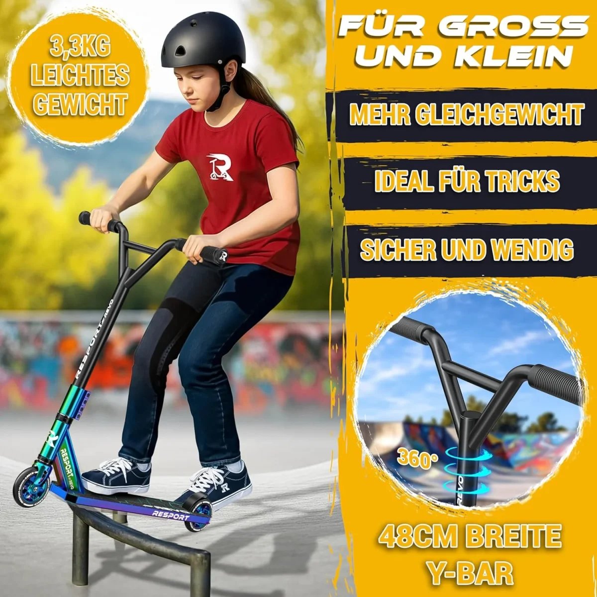 Stuntstep - Voor kinderen en volwassenen - Vouwbaar - Regenboog - RE:SPORT - Afbeelding 7