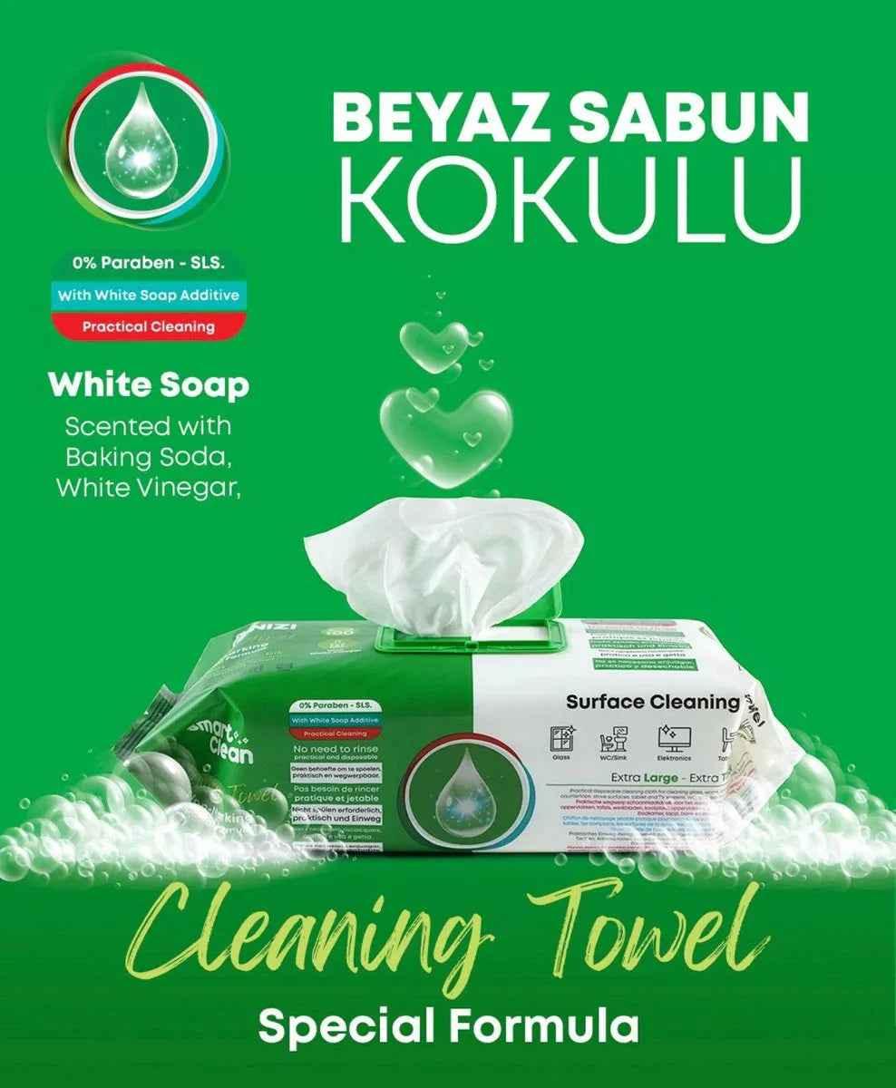 Cleanizi Schoonmaakdoekjes – 3 Pak x 100 Stuks - Extra Groot & Dik – Streeploos Schoon – Frisse Geur – 0% Parabenen – Met Witte Azijn – Multifunctioneel - Afbeelding 3