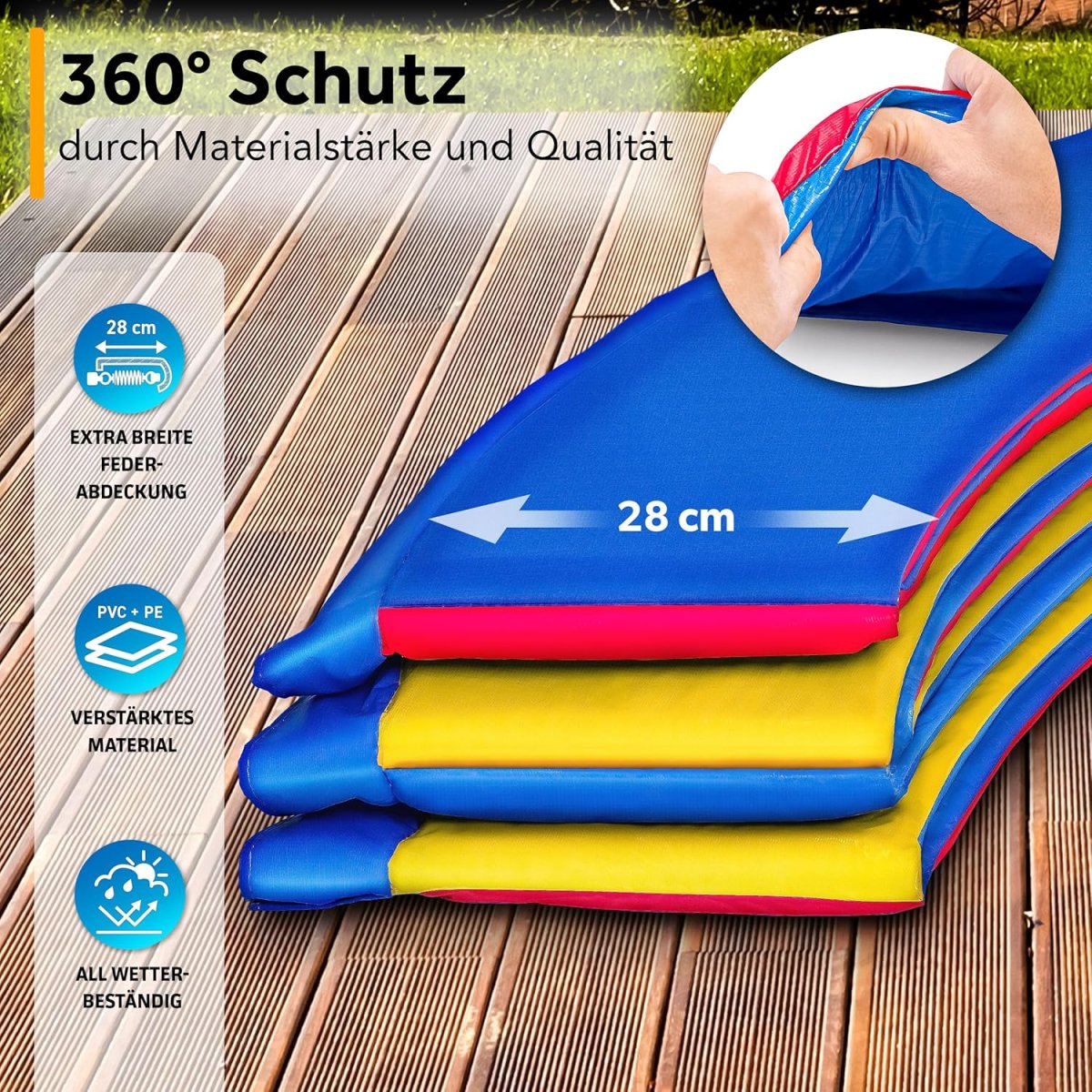 Trampoline rand - Beschermrand - 366 cm - Regenboog - Kiduku - Afbeelding 5
