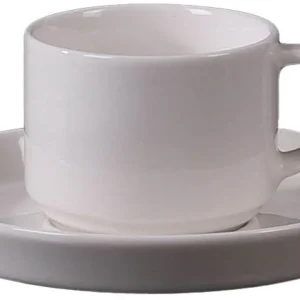 Bricard Porselein - Lunel Espresso Set - 90ml - Set van 12 - Wit - Turkse Koffie Kopjes met Schoteltjes