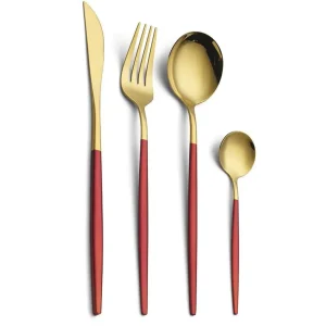 Cheffinger Bestekset - 24-delig - Goud/Rood - Voor 6 Personen