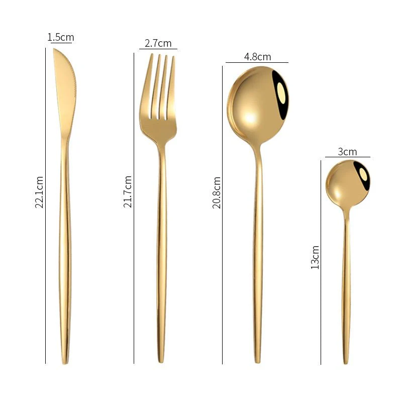 Cheffinger Bestekset - 24-delig - Goud - Voor 6 Personen - Afbeelding 2
