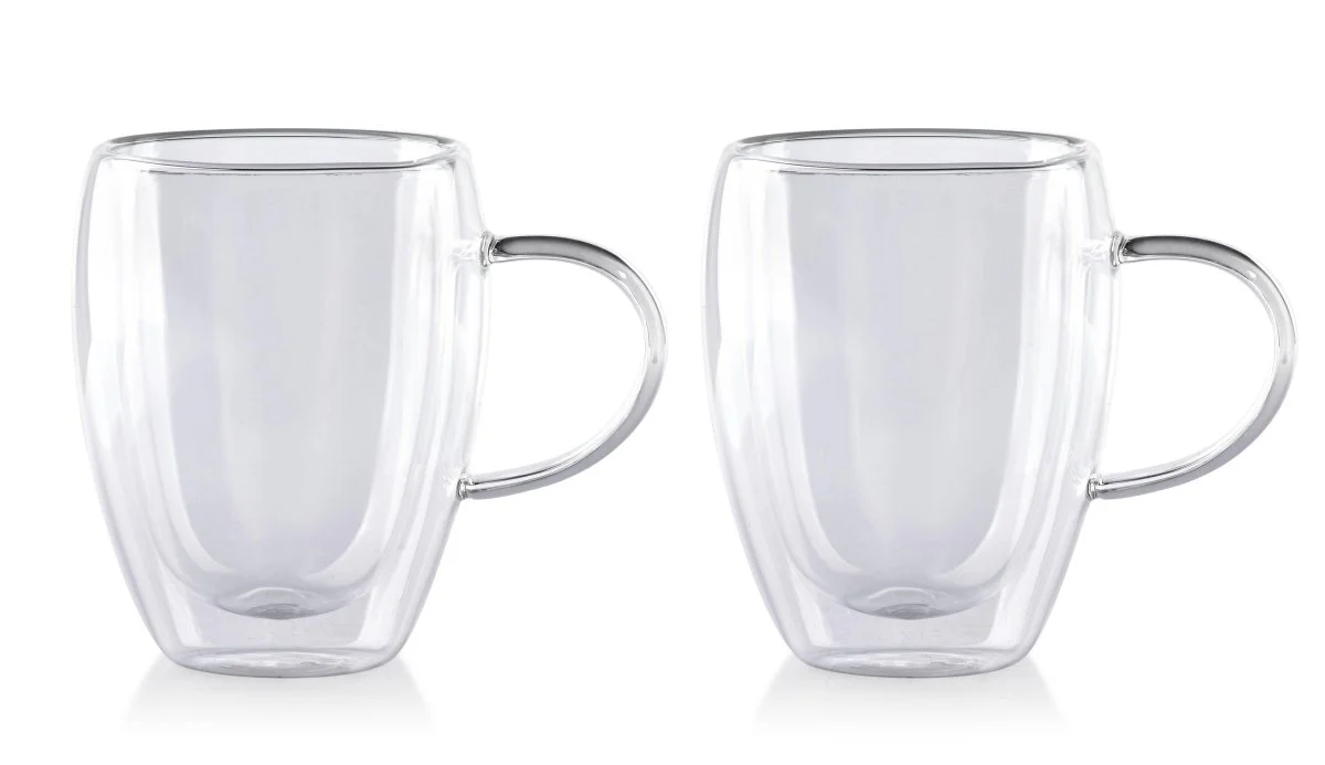 Dubbelwandige Glazen met Oor - 350 ml - Set van 6 - Koffieglazen - Theeglas - Cappuccino Glazen - Latte Macchiato Glazen Bekers - Afbeelding 3