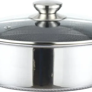 Cheffinger Lage Braadpan met Deksel - 32cm - RVS - Honingraat - Inductie