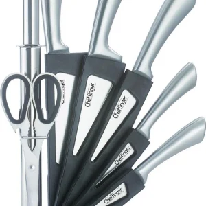 Cheffinger Messenset met Standaard - 8-delig - Zilver