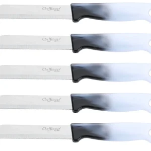 Cheffinger Schilmessenset – RVS Glad – 18 cm – Zwart – 5 Stuks - Schilmesje