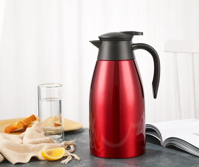 Cheffinger Thermoskan 2 Liter Rood - RVS Inox - Themosfles - Afbeelding 2