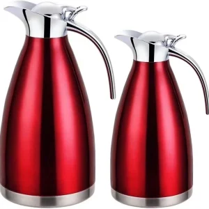 Cheffinger Thermoskan Set van 2 - 1 L + 1.5L - Rood - RVS Inox - Themosfles