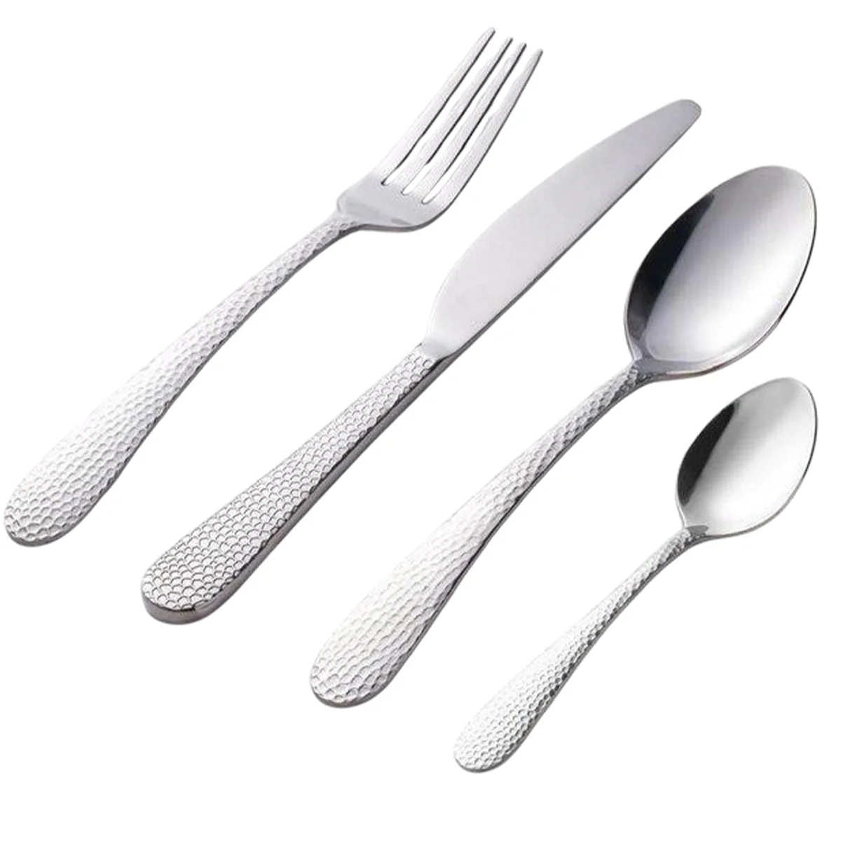 Kadirelli Bestekset - 24-delig - Zilver - 6-Persoons - Gehamerd Handvat - Afbeelding 2