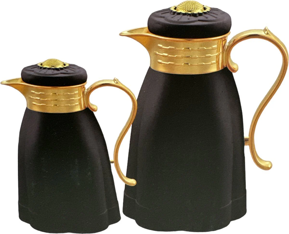 Kadirelli Thermoskan Set van 2 - 1L + 0.6L - Zwart/Goud - RVS Inox - Themosfles - Afbeelding 2