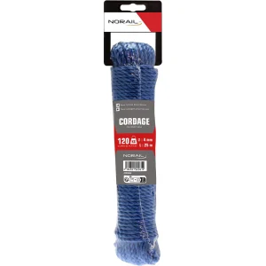 NORAIL Touw geslagen polypropyleen 4 mm, 25 m, blauw